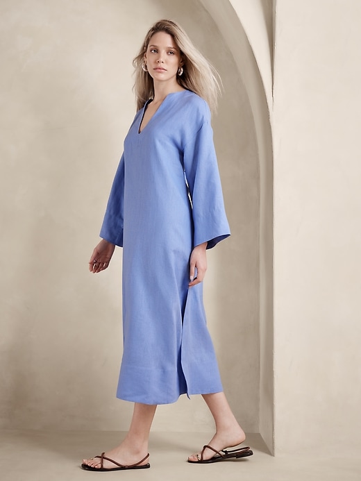 European Linen Kaftan Midi Dress | Banana Republic