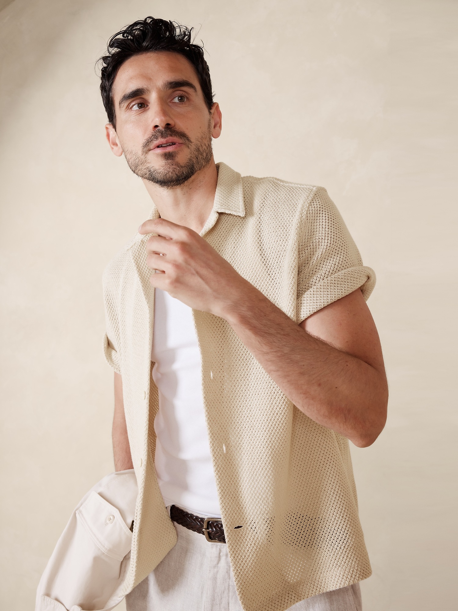 Mesh Resort Shirt Banana Republic