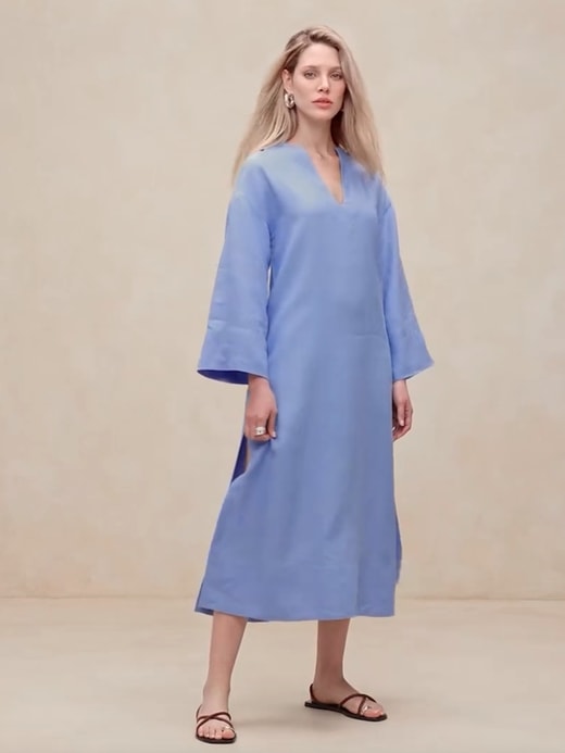 european linen kaftan midi dress Caftan Dress - Linen Maxi Dress