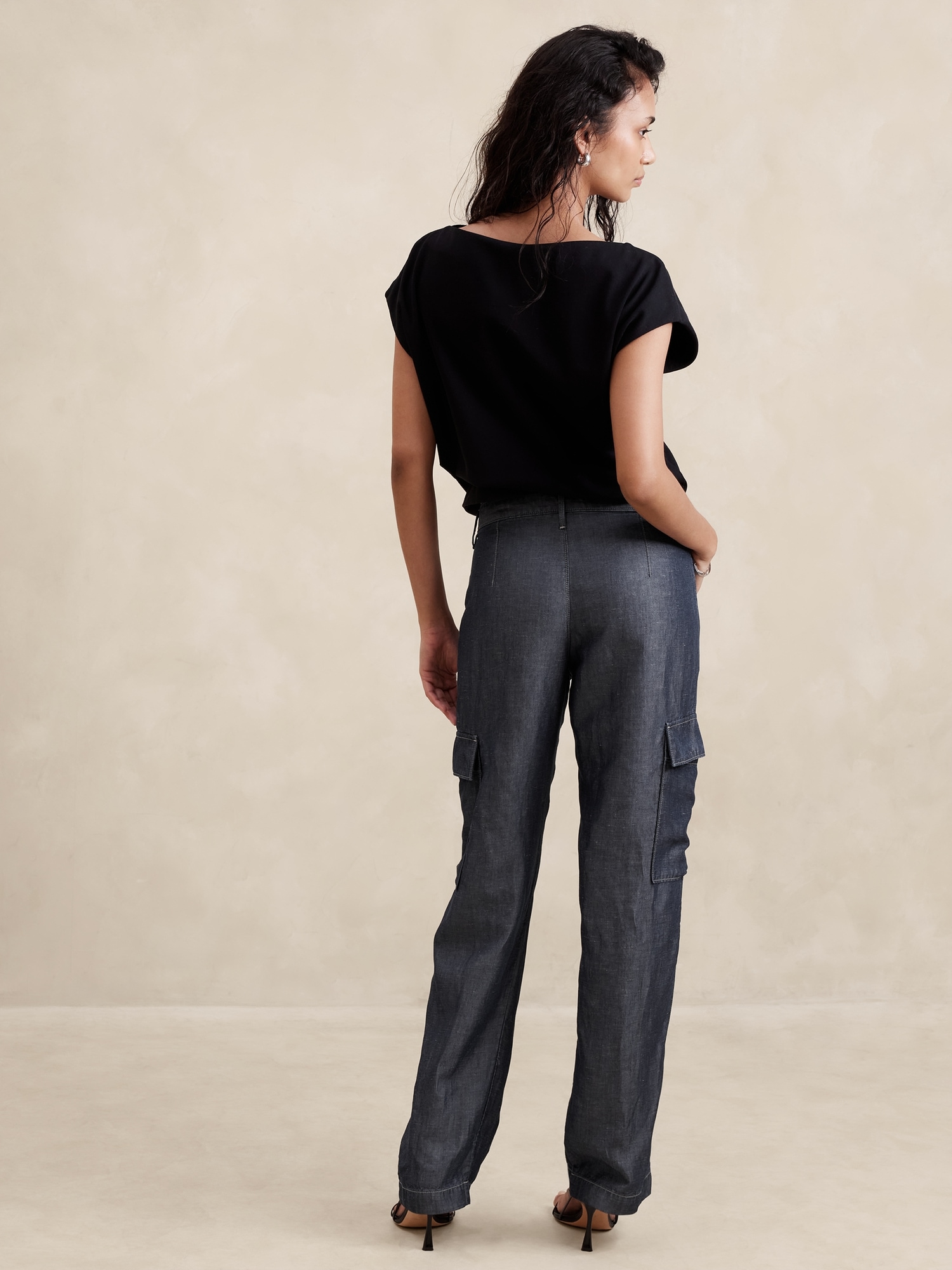 Mid-Rise Loose TENCEL™-Linen Cargo Pant