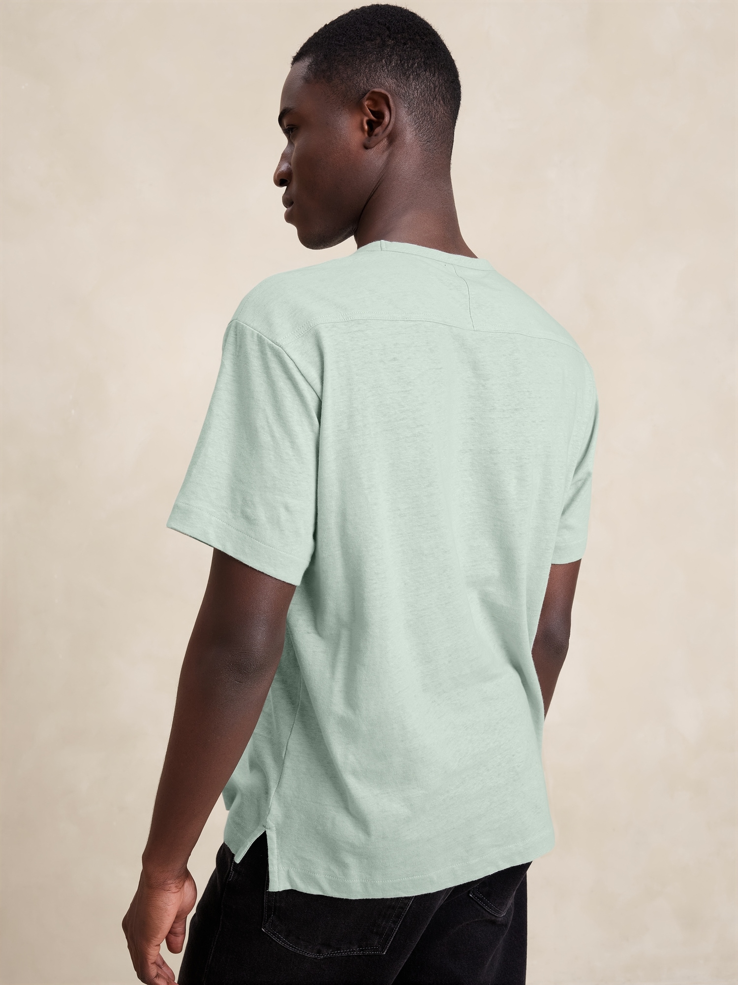 Linen-Cotton Crew-Neck T-Shirt