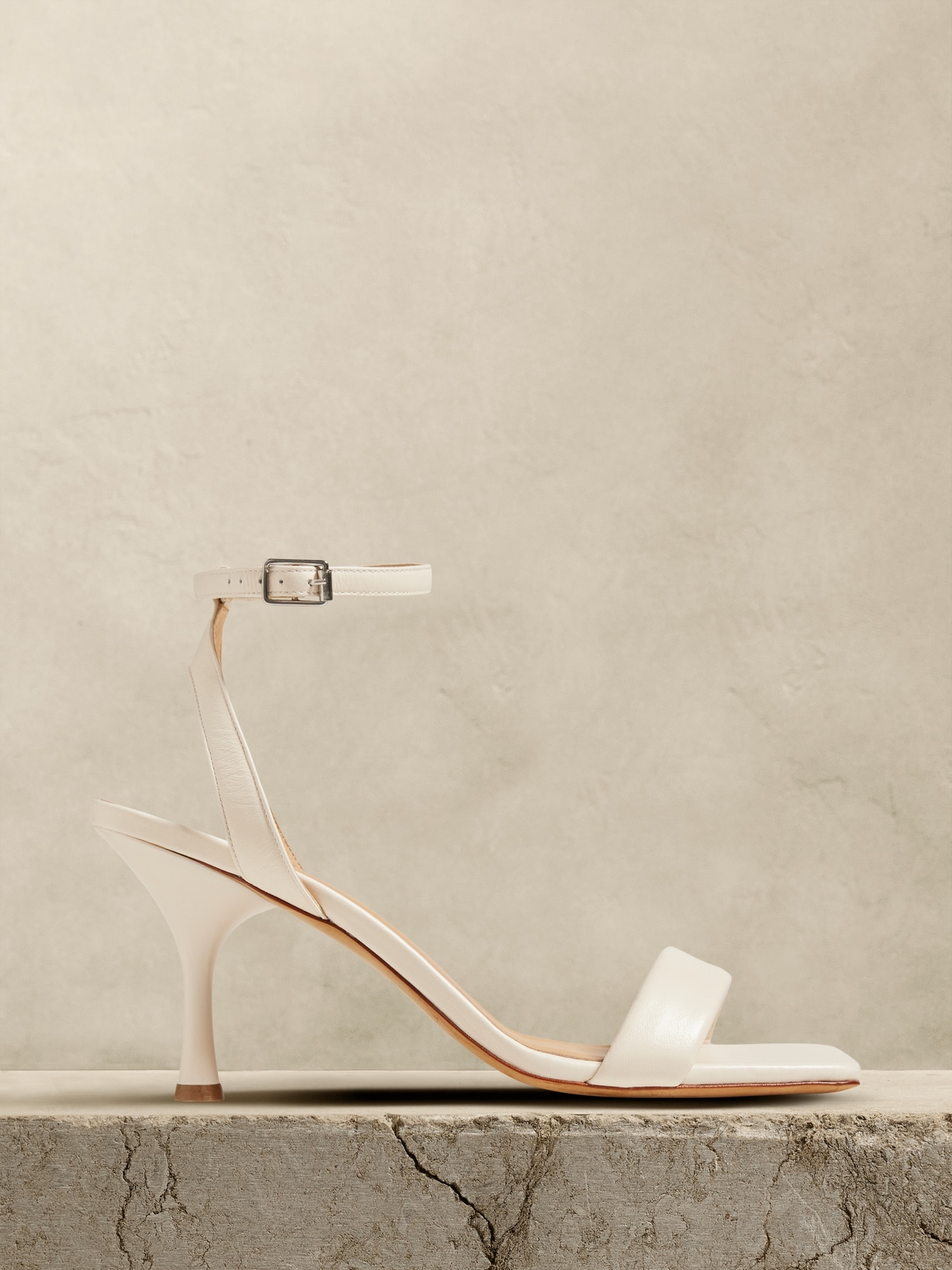 Contorno Leather Flare-Heel Sandal