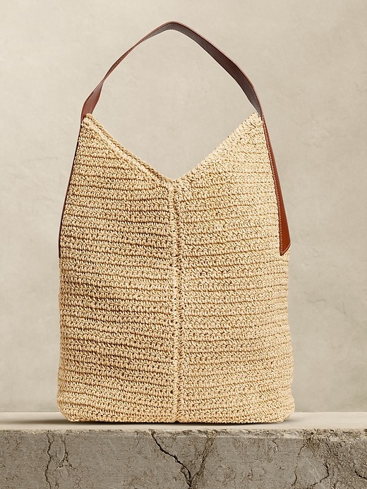 Slouchy Vida Straw Bag Banana Republic