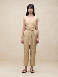 Wide leg jumpsuit in linen popular and viscose blend / ManInTheStudio