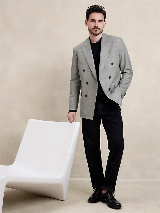 Signature Italian Rustico Double-Breasted Suit Jacket | Banana Republic