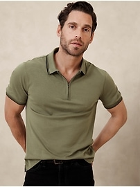 Luxury-Touch Zip Polo | Banana Republic