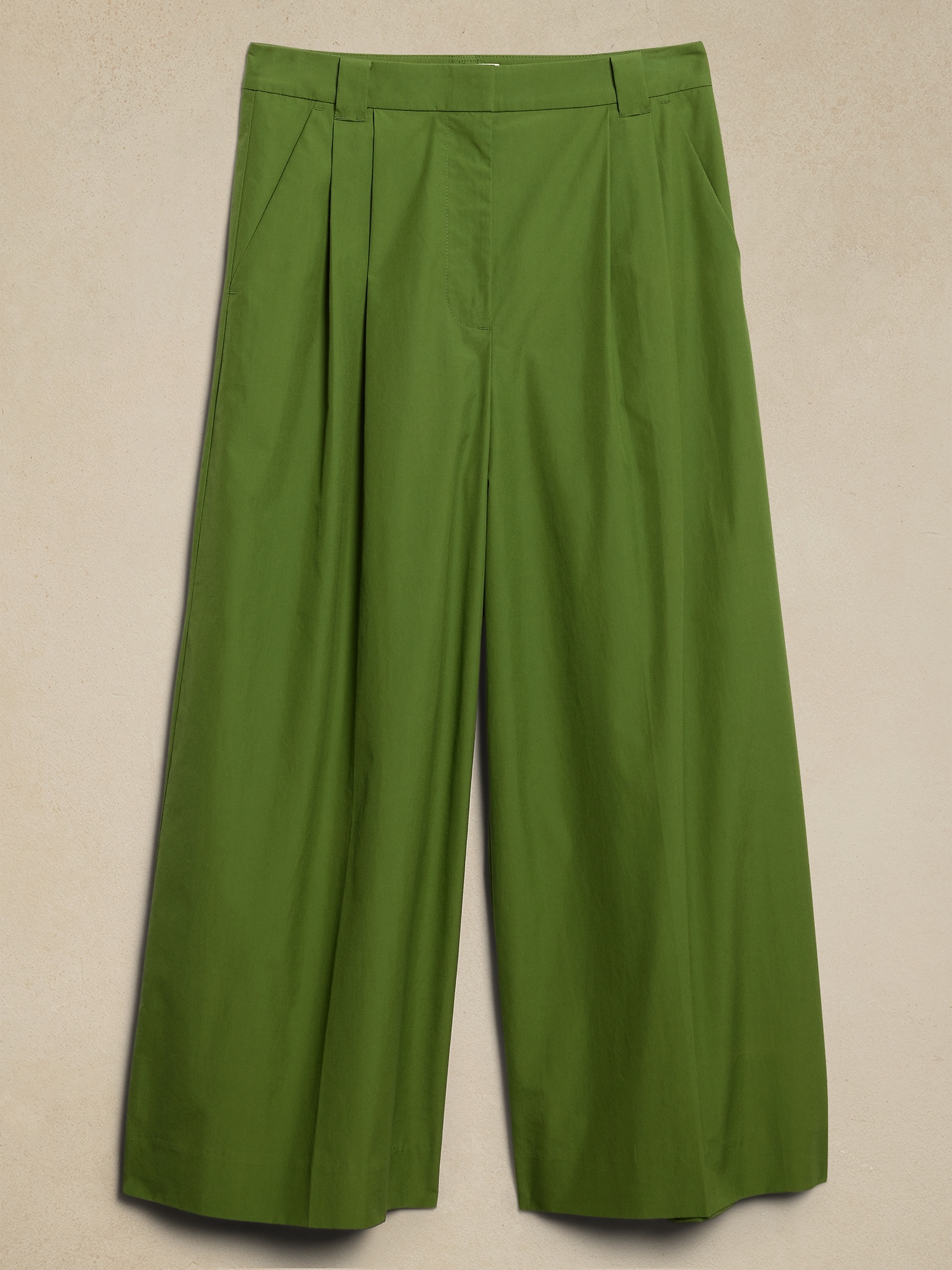 Pleated Wide-Leg Crop Poplin Pant | Banana Republic