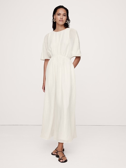 Linen-Silk Cut-Out Maxi Dress | Banana Republic