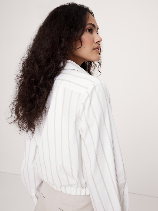 Cotton Poplin Cinched-Hem Cropped Shirt | Banana Republic