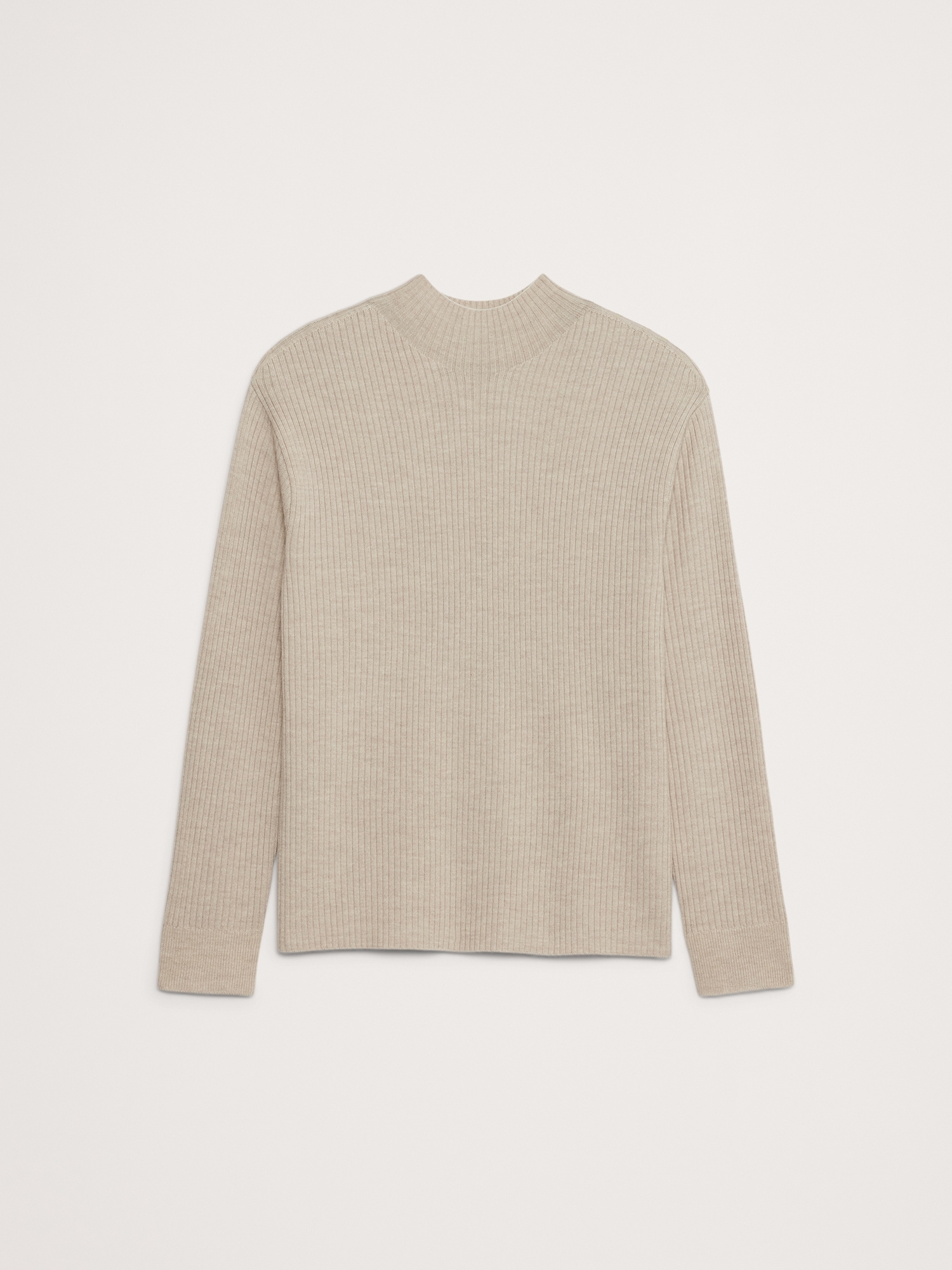 Ribbed Merino Mock-Neck Sweater