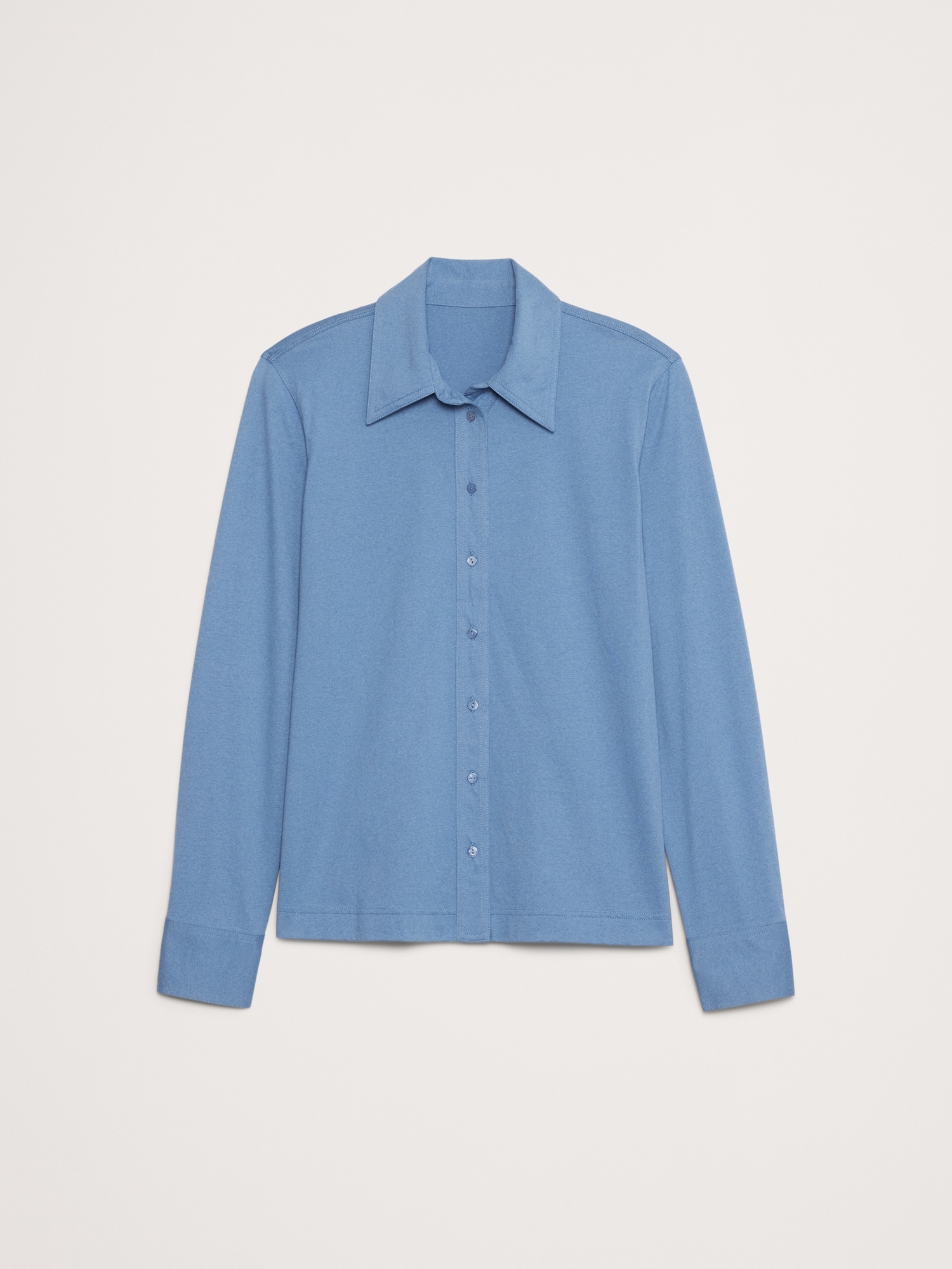 Silky Cotton Long-Sleeve Button-Down Shirt