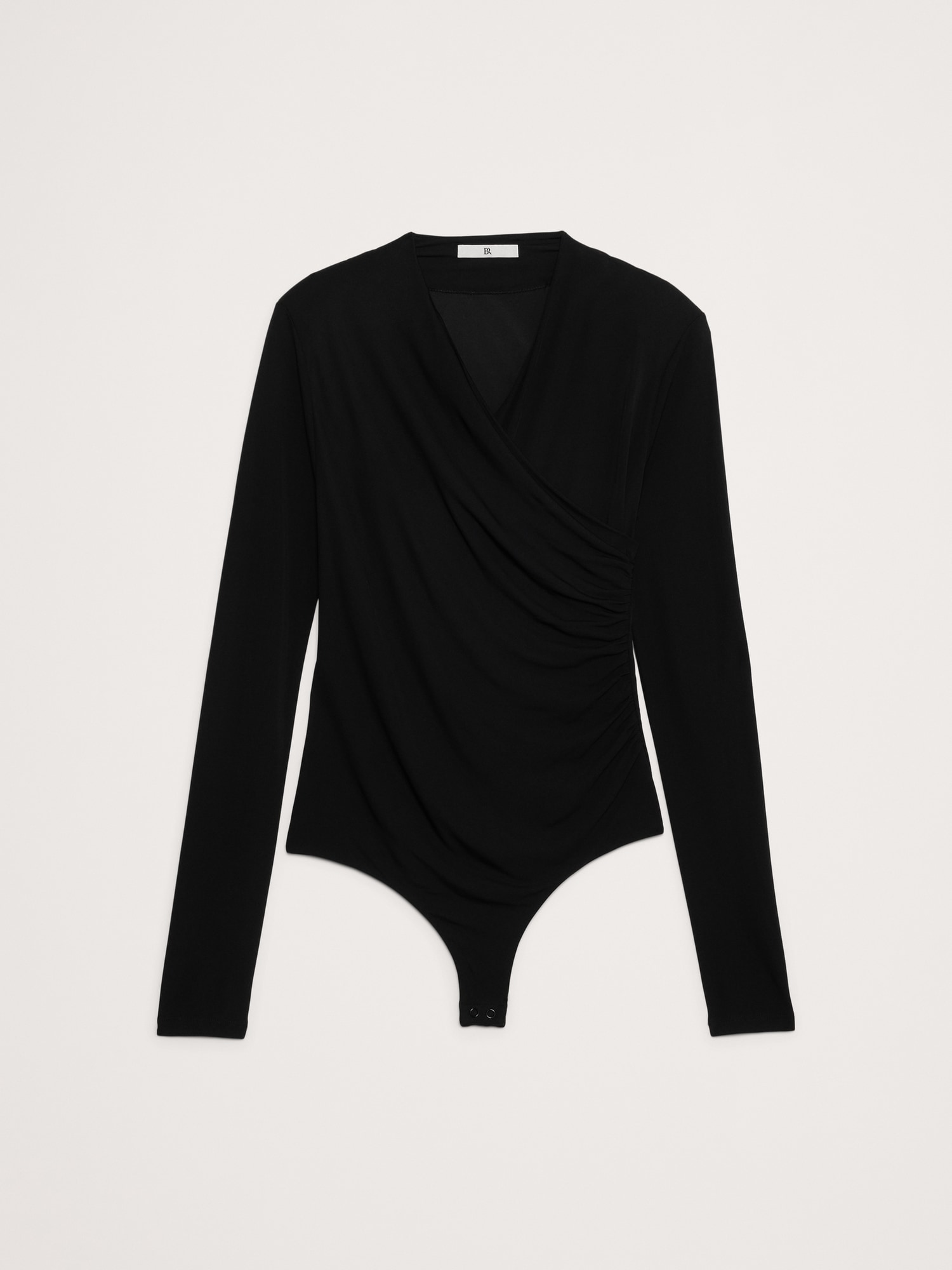 Crepe Ruched Thong Bodysuit