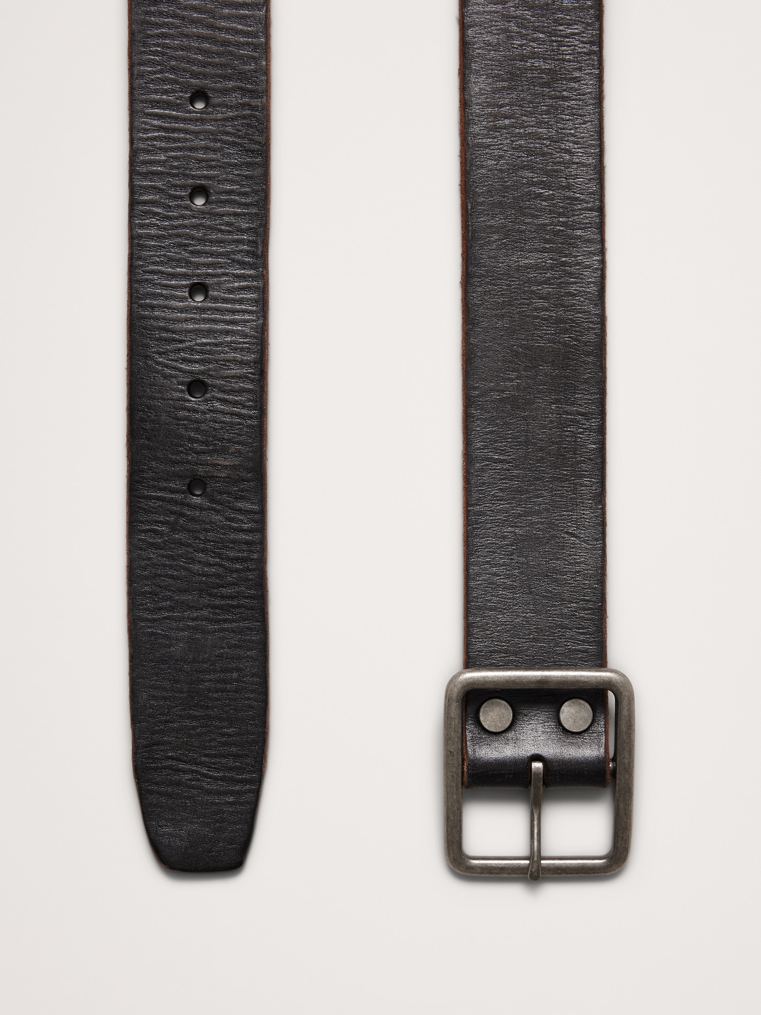 Leather Belt with Square Buckle