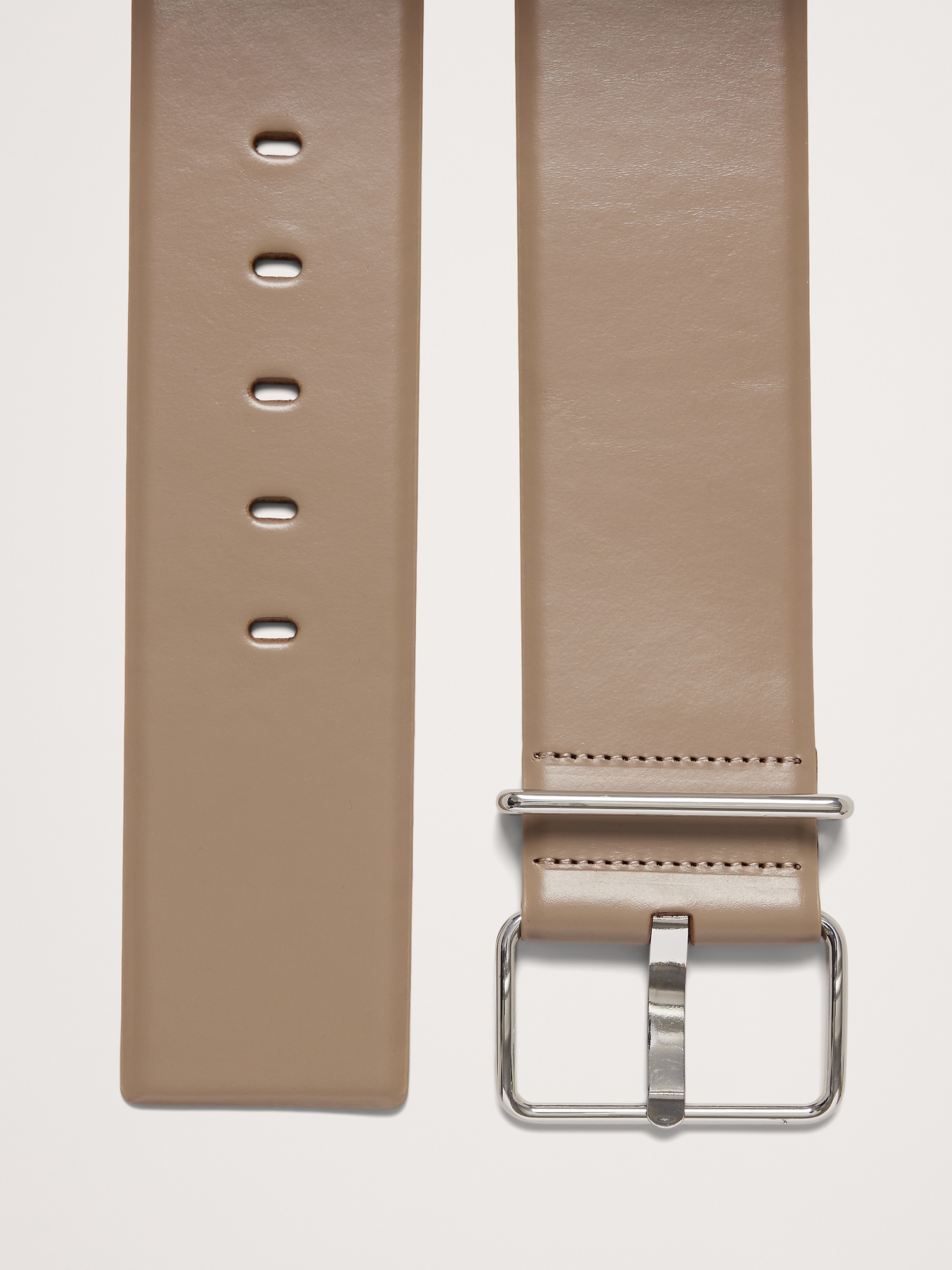 Leather Square-Buckle Waist Belt