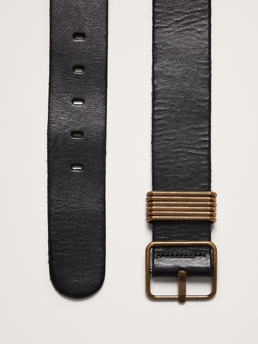 Leather Square-Buckle Waist Belt With 6 Bars | Banana Republic display picture 2