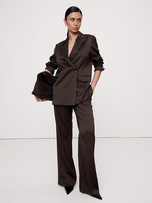 Double-Breasted Italian Satin Blazer | Banana Republic