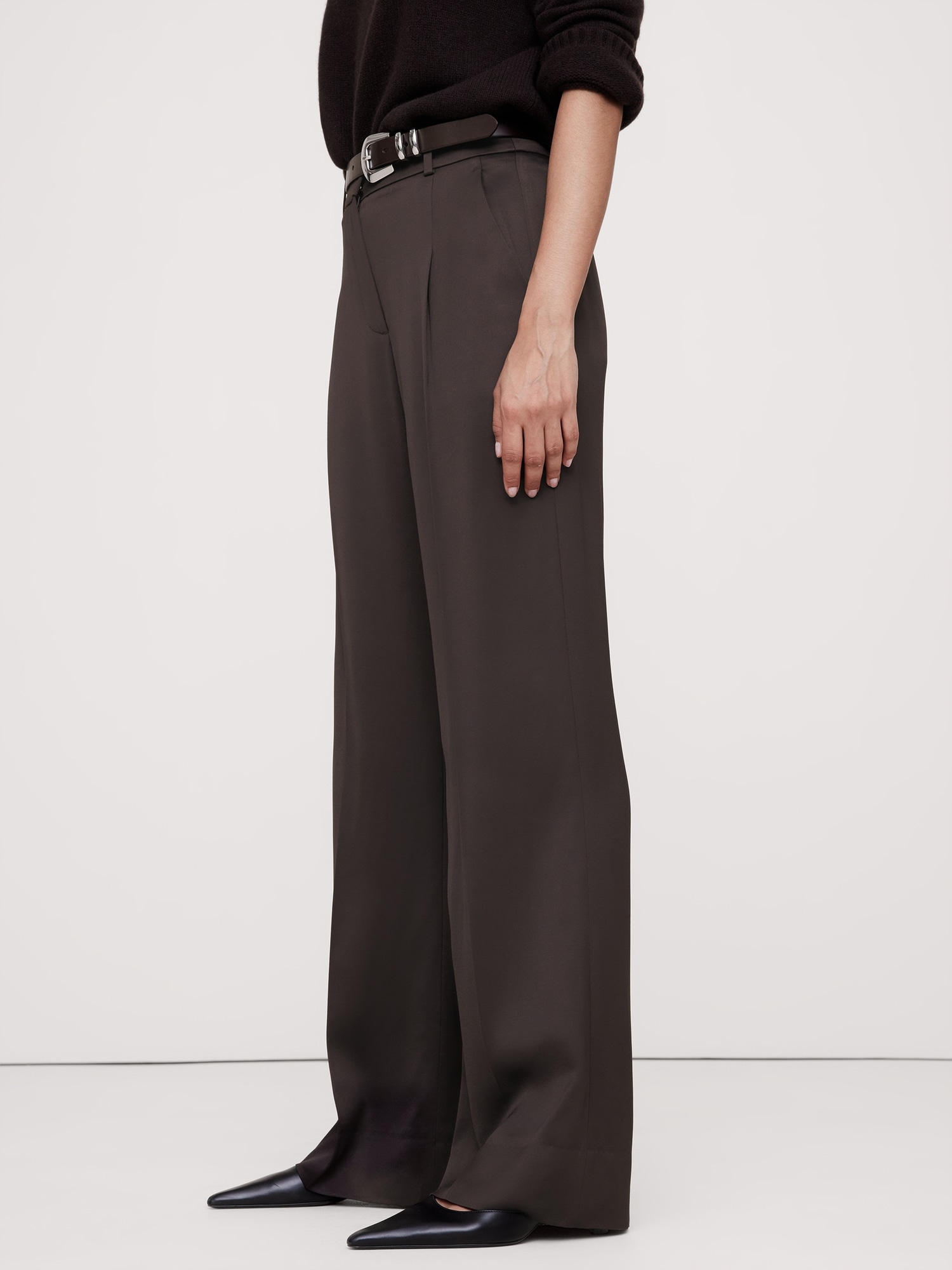 High-Rise Wide-Leg Italian Satin Pant