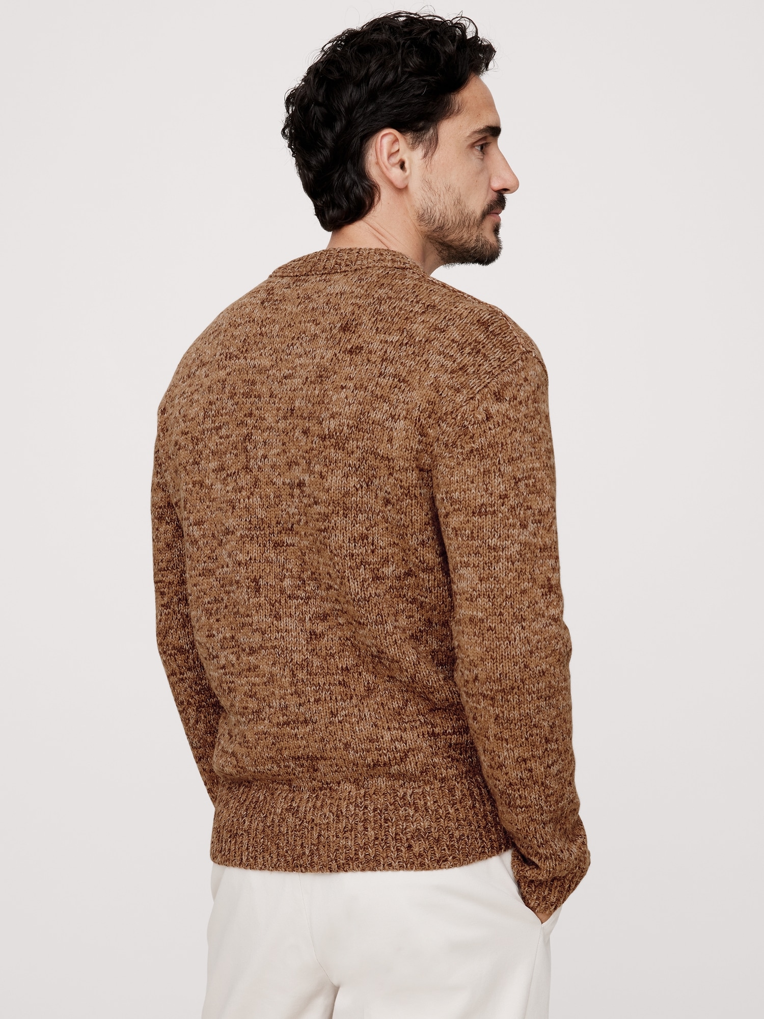 Marled Wool-Blend Crew-Neck Sweater