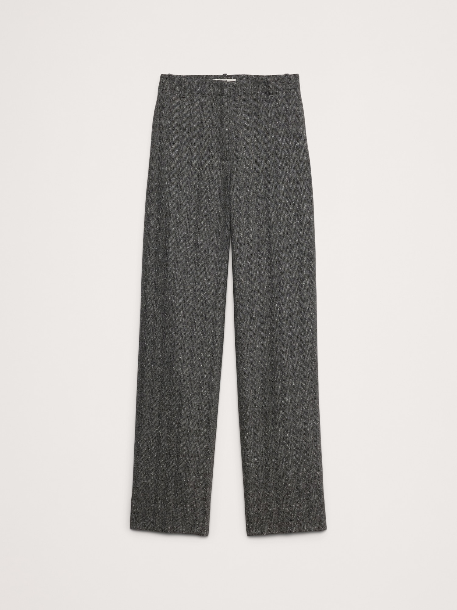 High-Rise Modern Straight Herringbone Pant