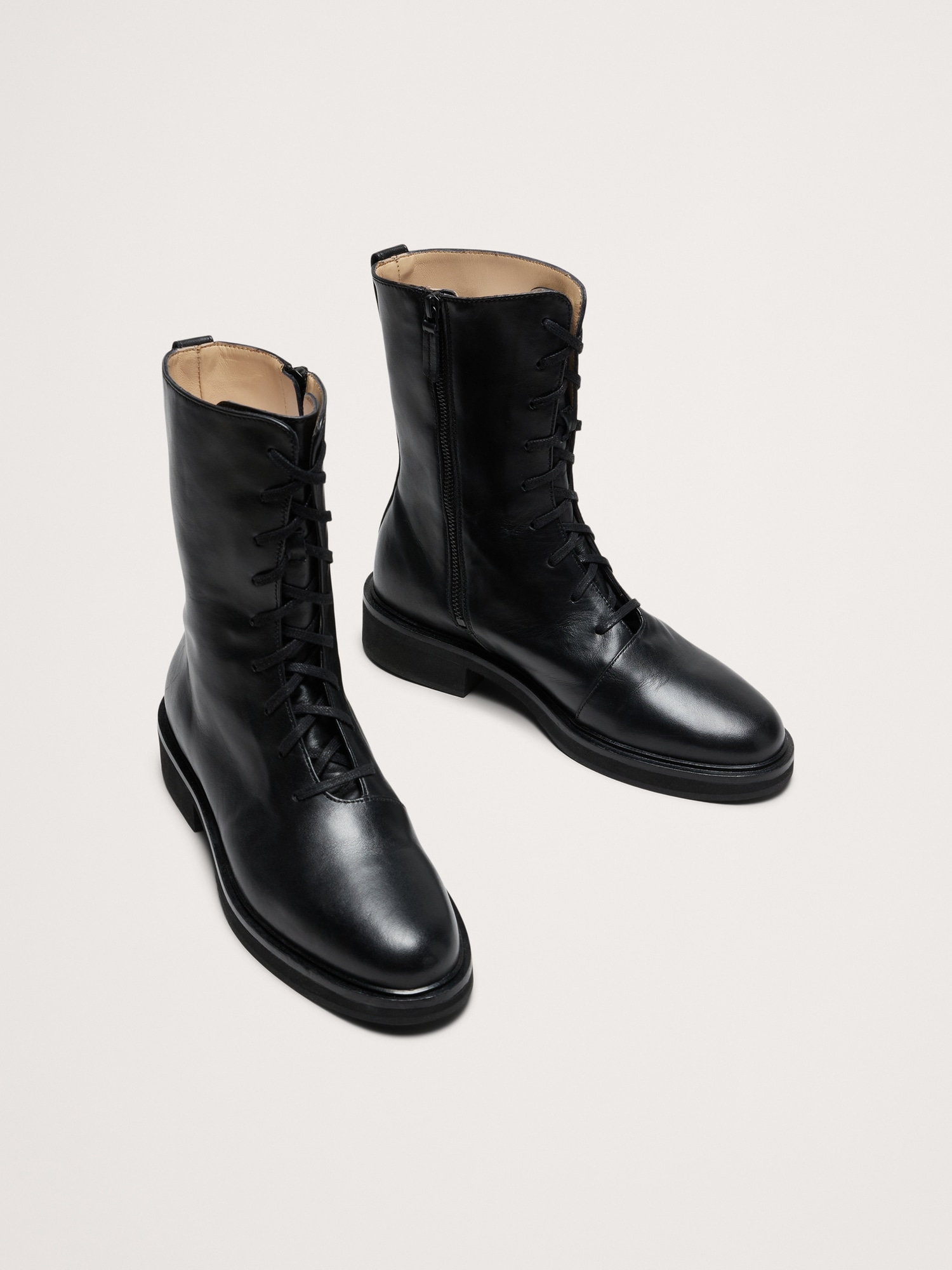 Italian Leather Lace-Up Boot