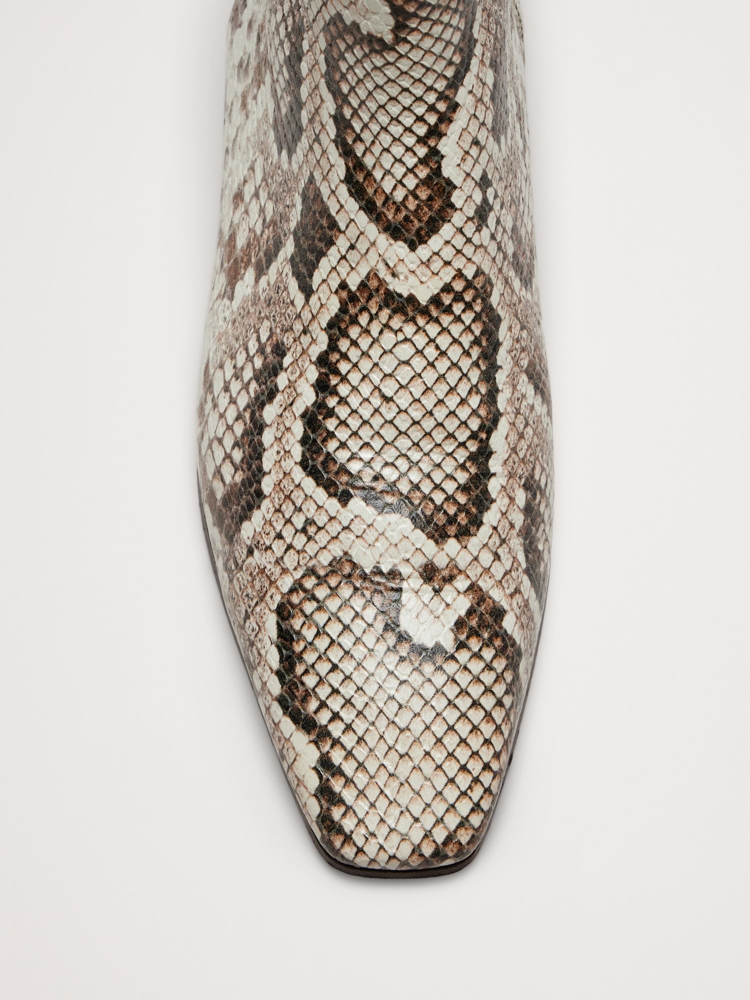 Italian Snake-Print Leather Ankle Boot