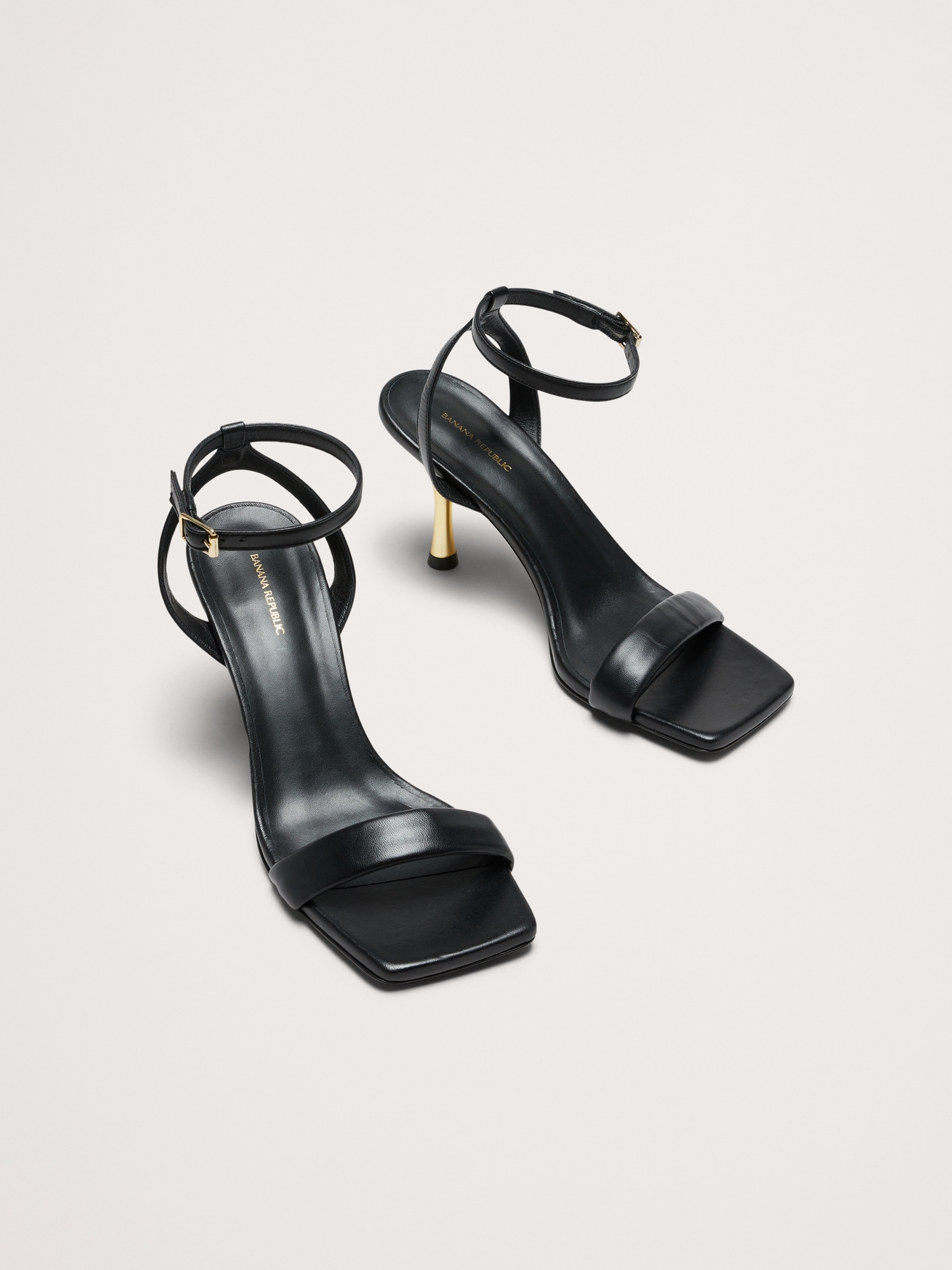 Italian Leather Flare-Heel Sandal