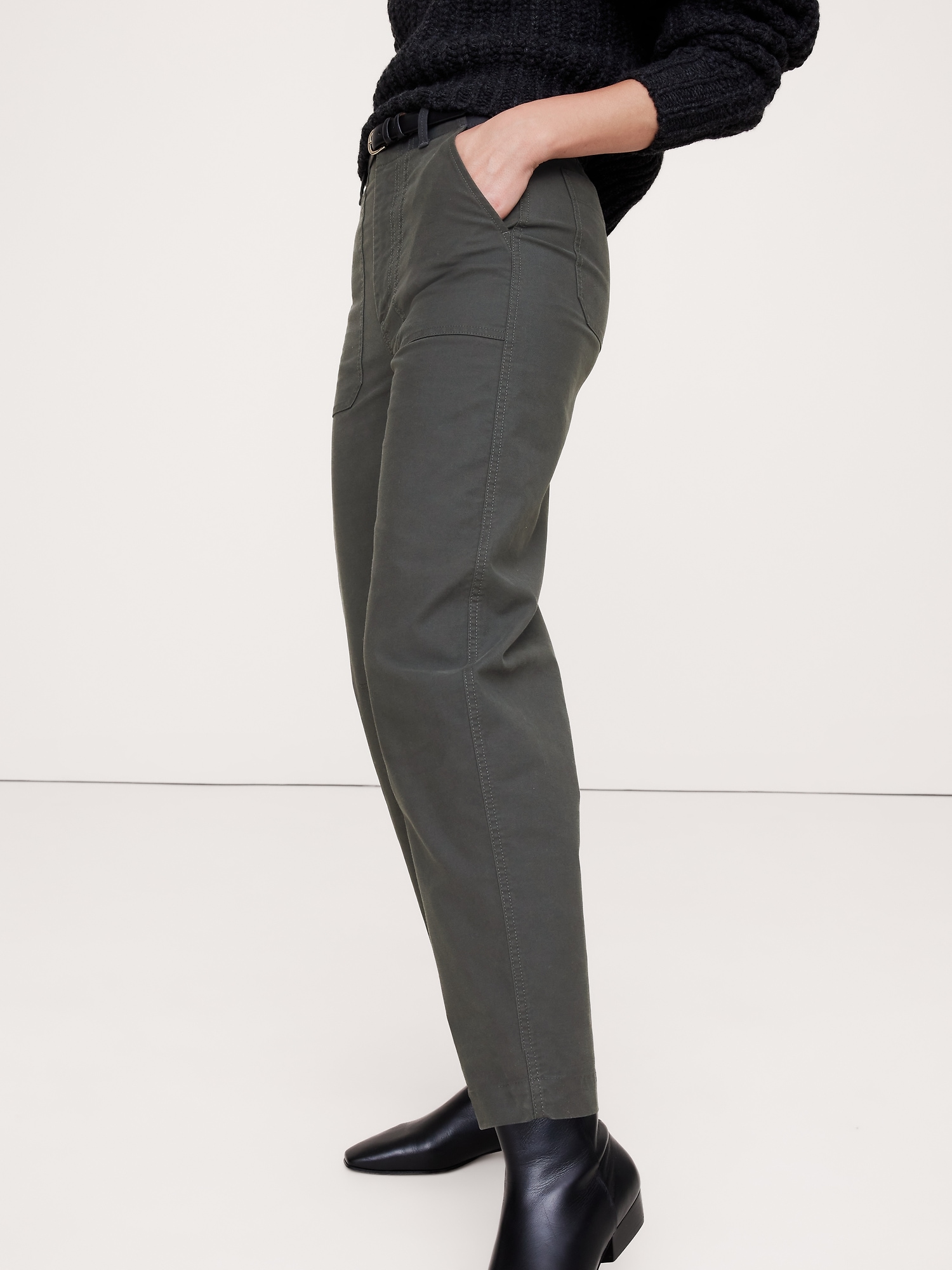 High-Rise Barrel Utility Chino