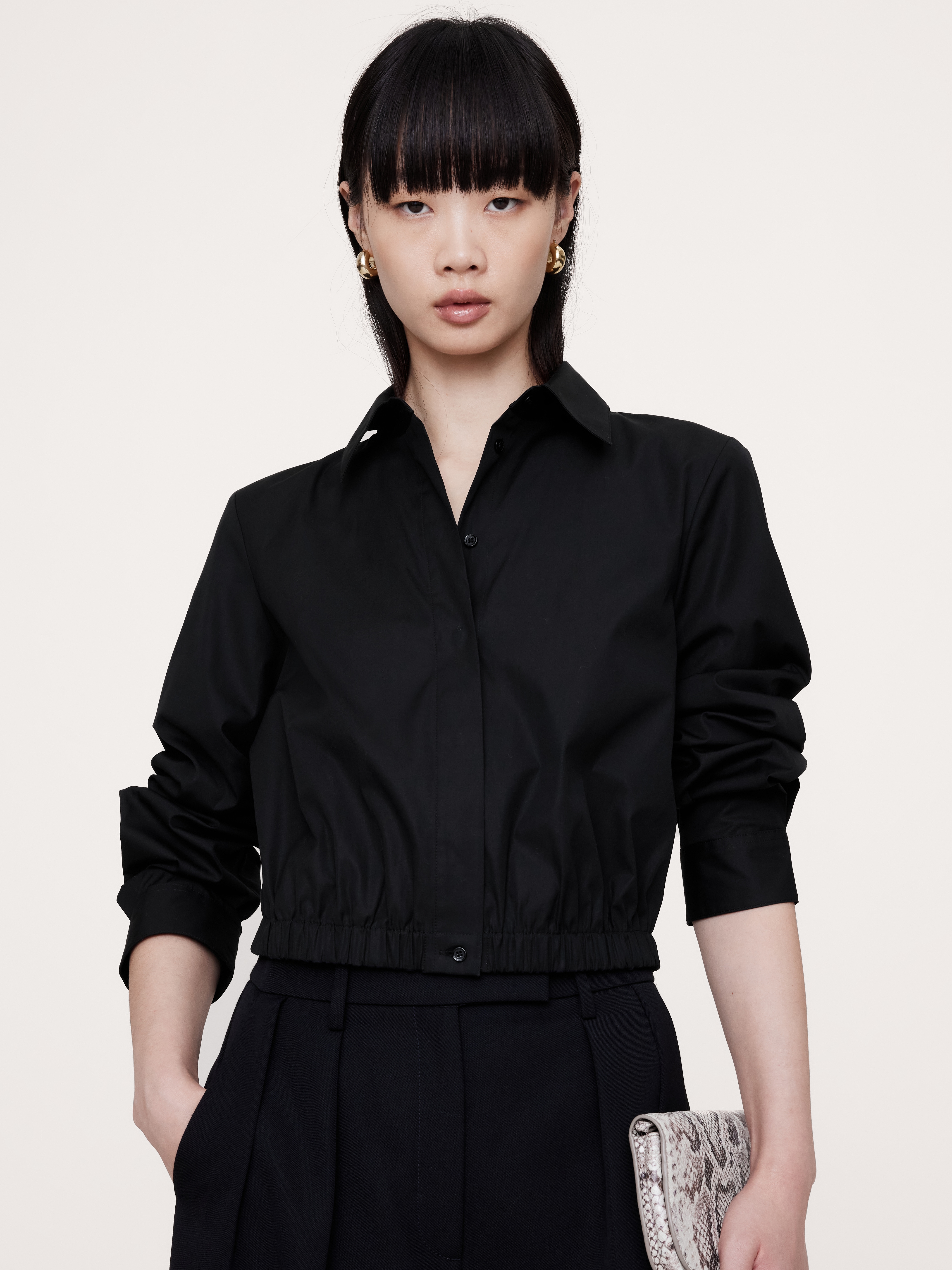 【HI FI FNK】Ann Cropped Nylon Shirt HI FI FNK】Ann Cropped Nylon Shirt (HI FI FNK/ブラウス