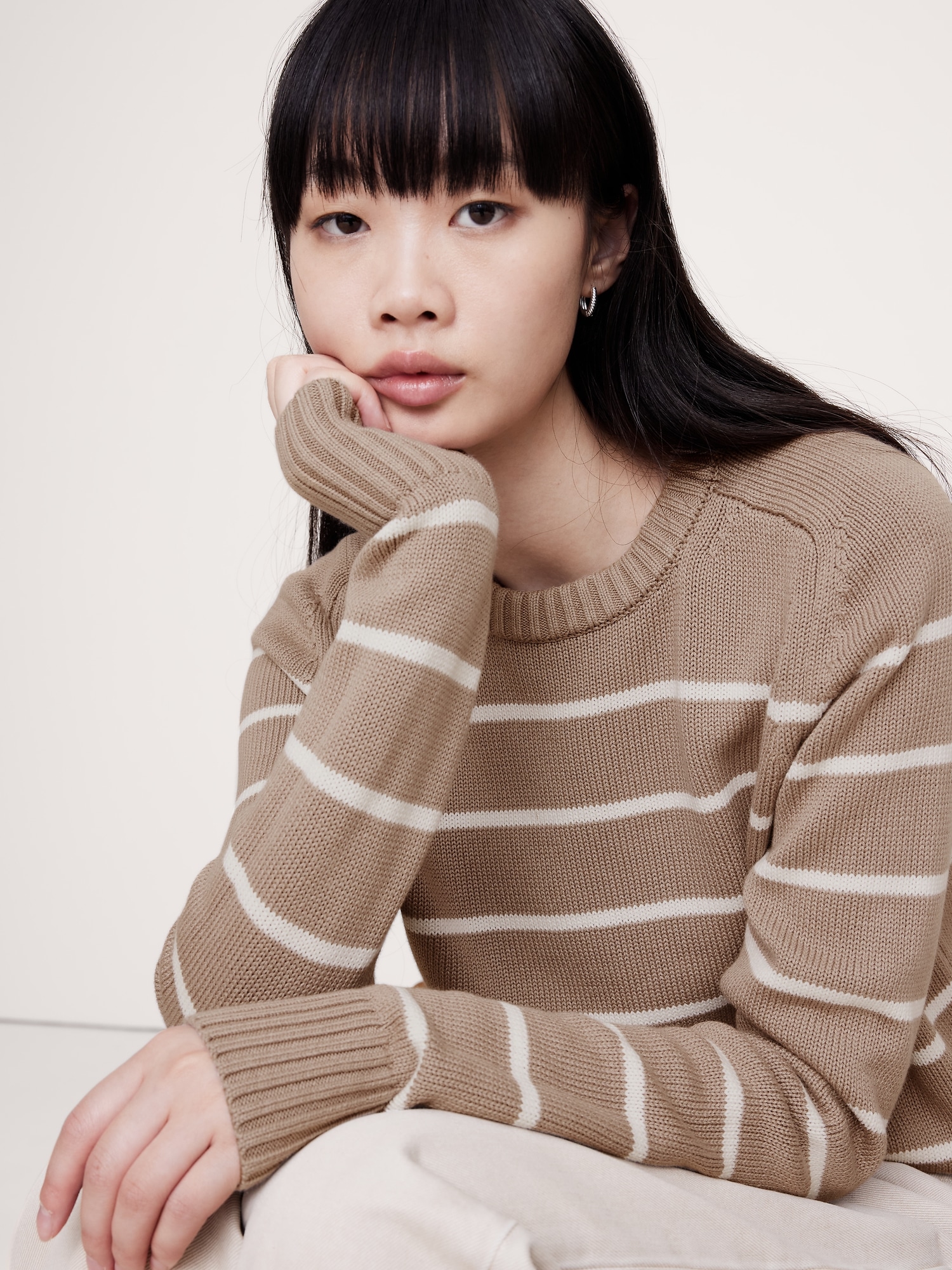 Cotton-Silk Crew-Neck Sweater