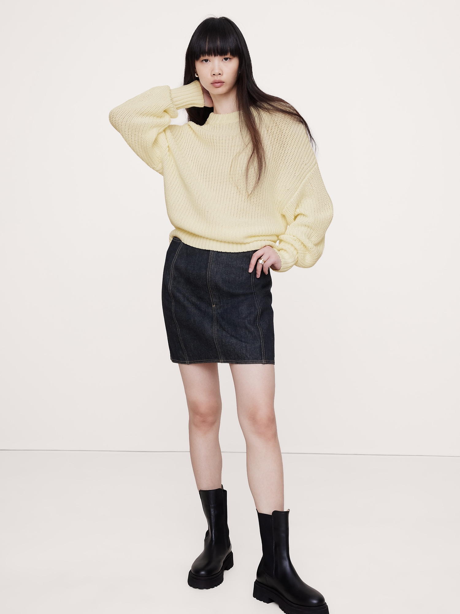 Oversized Crew-Neck Cotton Sweater