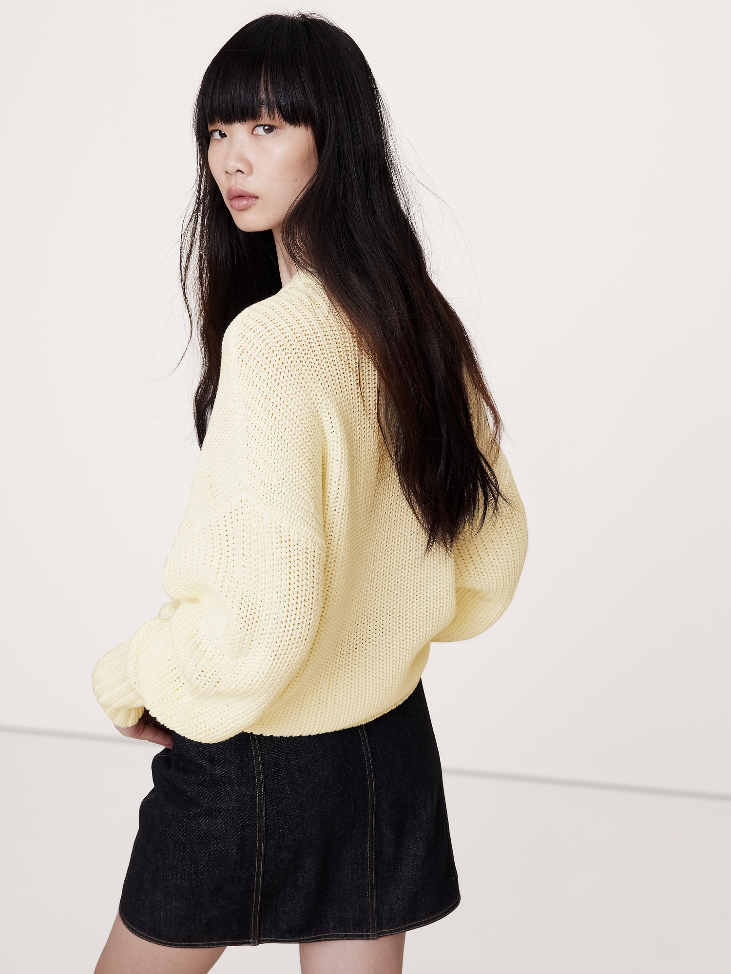 Oversized Crew-Neck Cotton Sweater