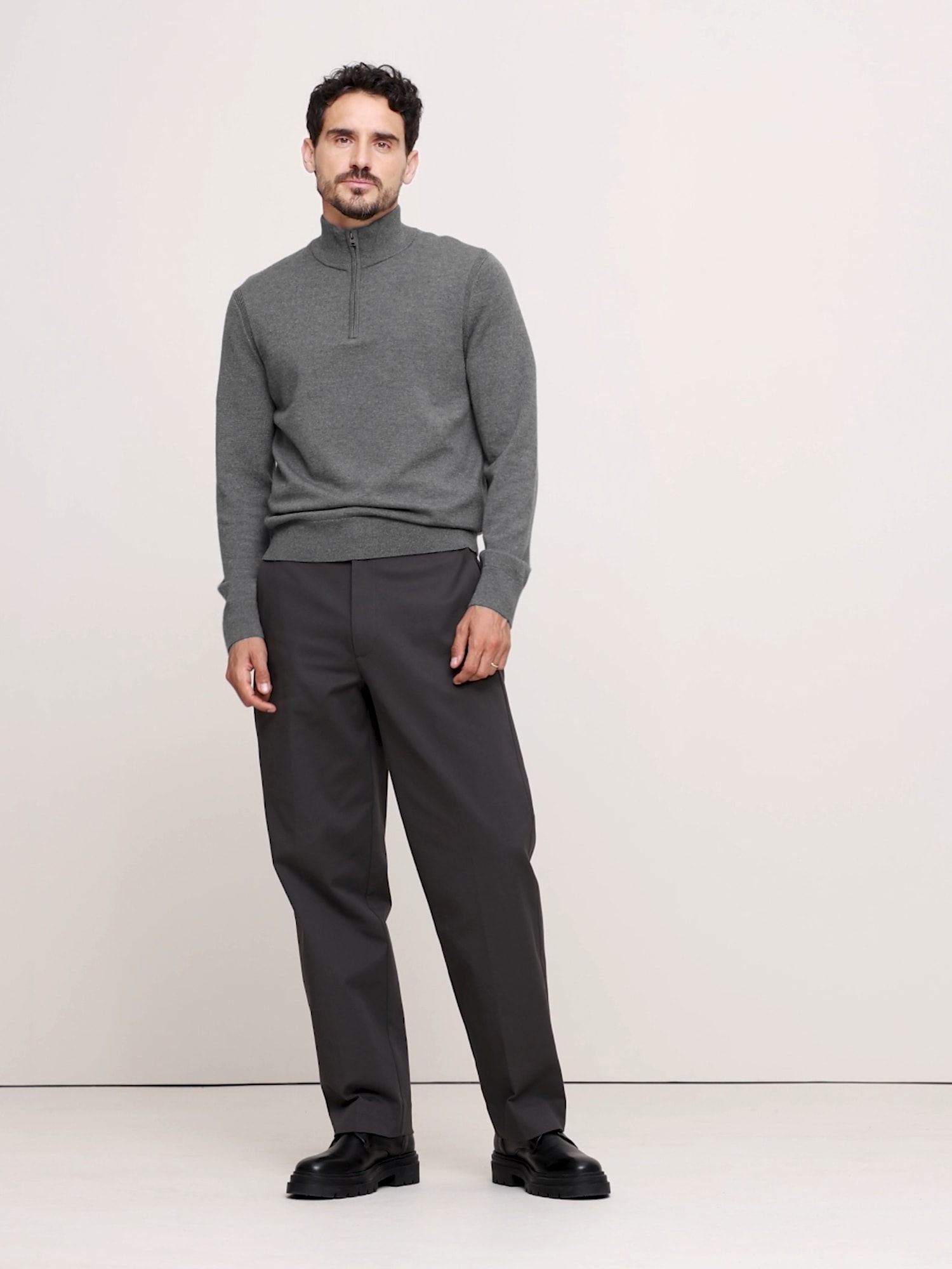Image number 2 showing, Italian Merino Half-Zip Sweater