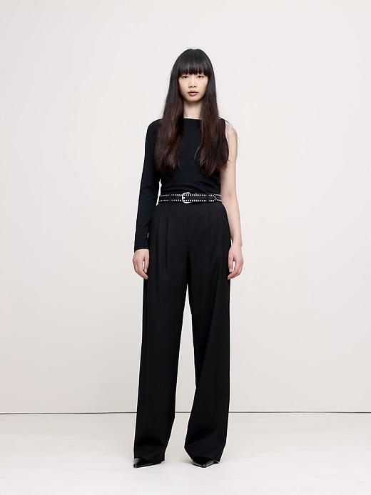 Soho High-Rise Wide-Leg Italian Wool Pant | Banana Republic