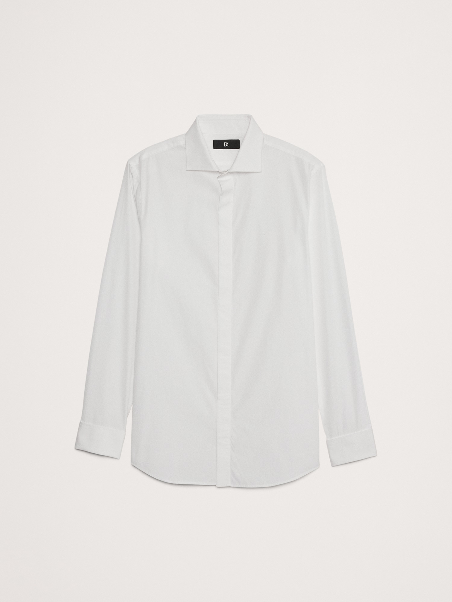 Мужская рубашка Banana Republic Slim-Fit Cotton Poplin Tuxedo Shirt with Cutaway Collar, цвет: Белый — фото 4
