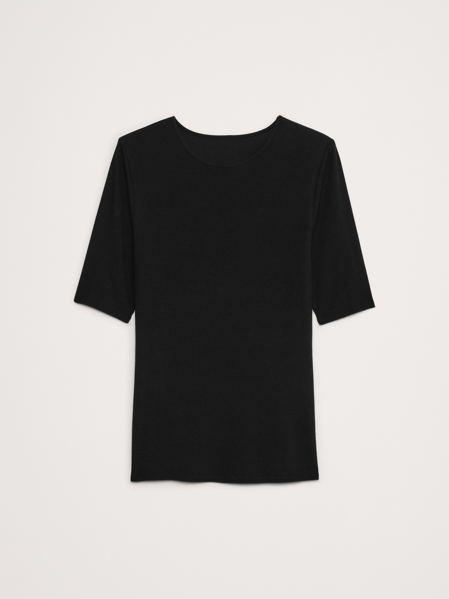 Женская футболка Banana Republic Ribbed Elbow-Sleeve, цвет: Чёрный — фото 4