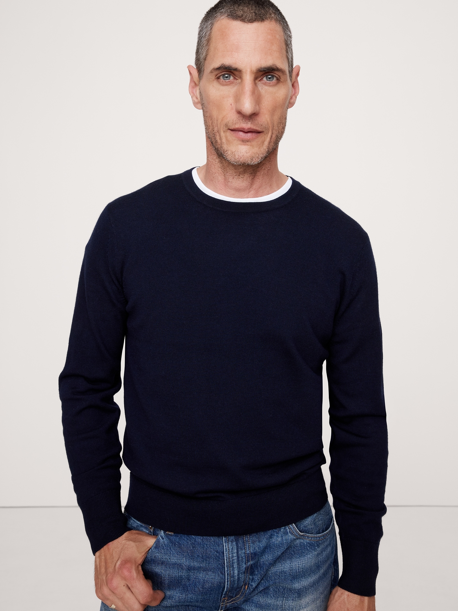 Italian Merino Crew Sweater-Neck Sweater