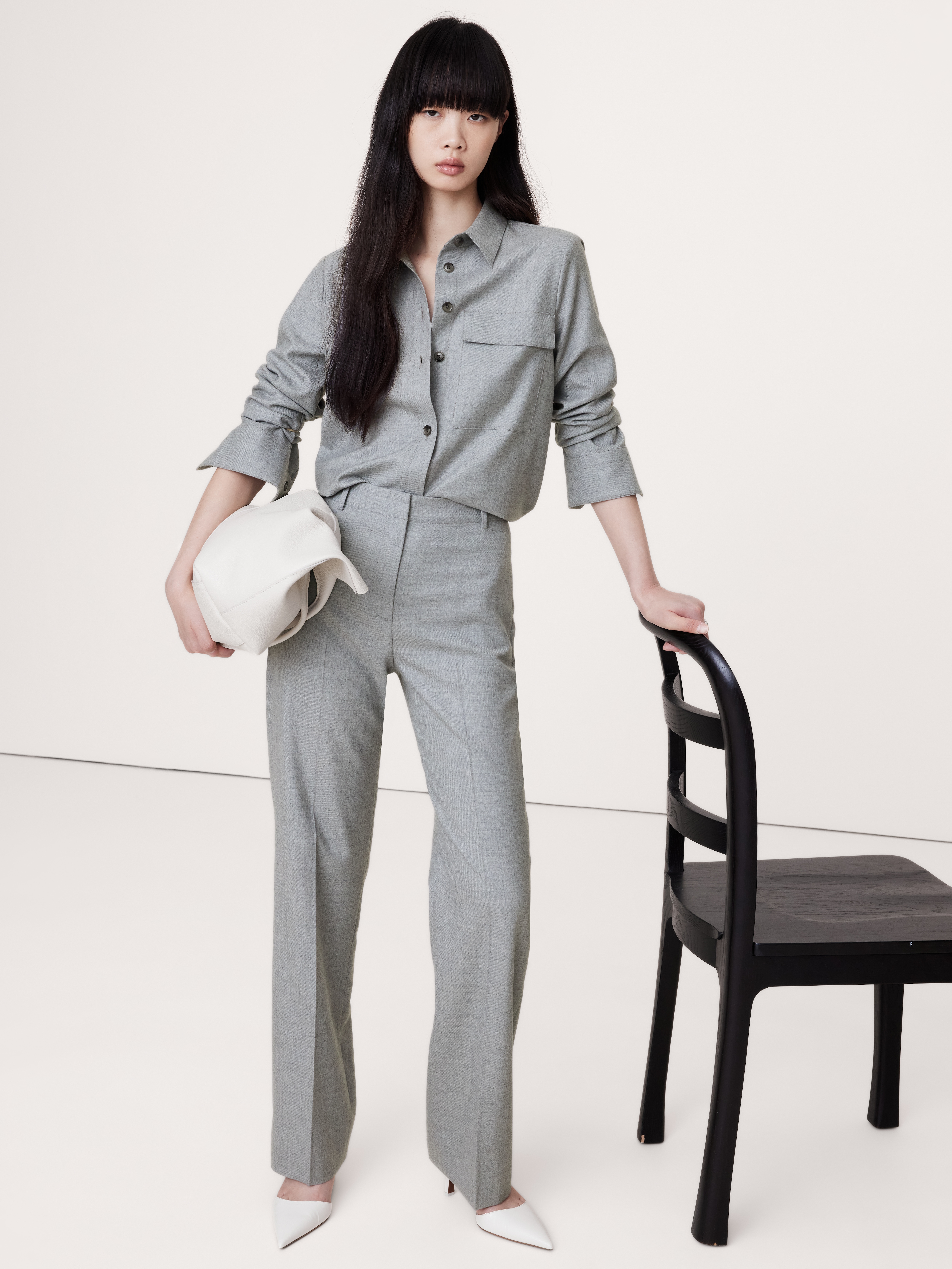 ☆Straight Leg Wool-Blended Pants/KIMHEKIM☆ Straight Leg Wool-Blended Pants (Black) - KIMHĒKIM