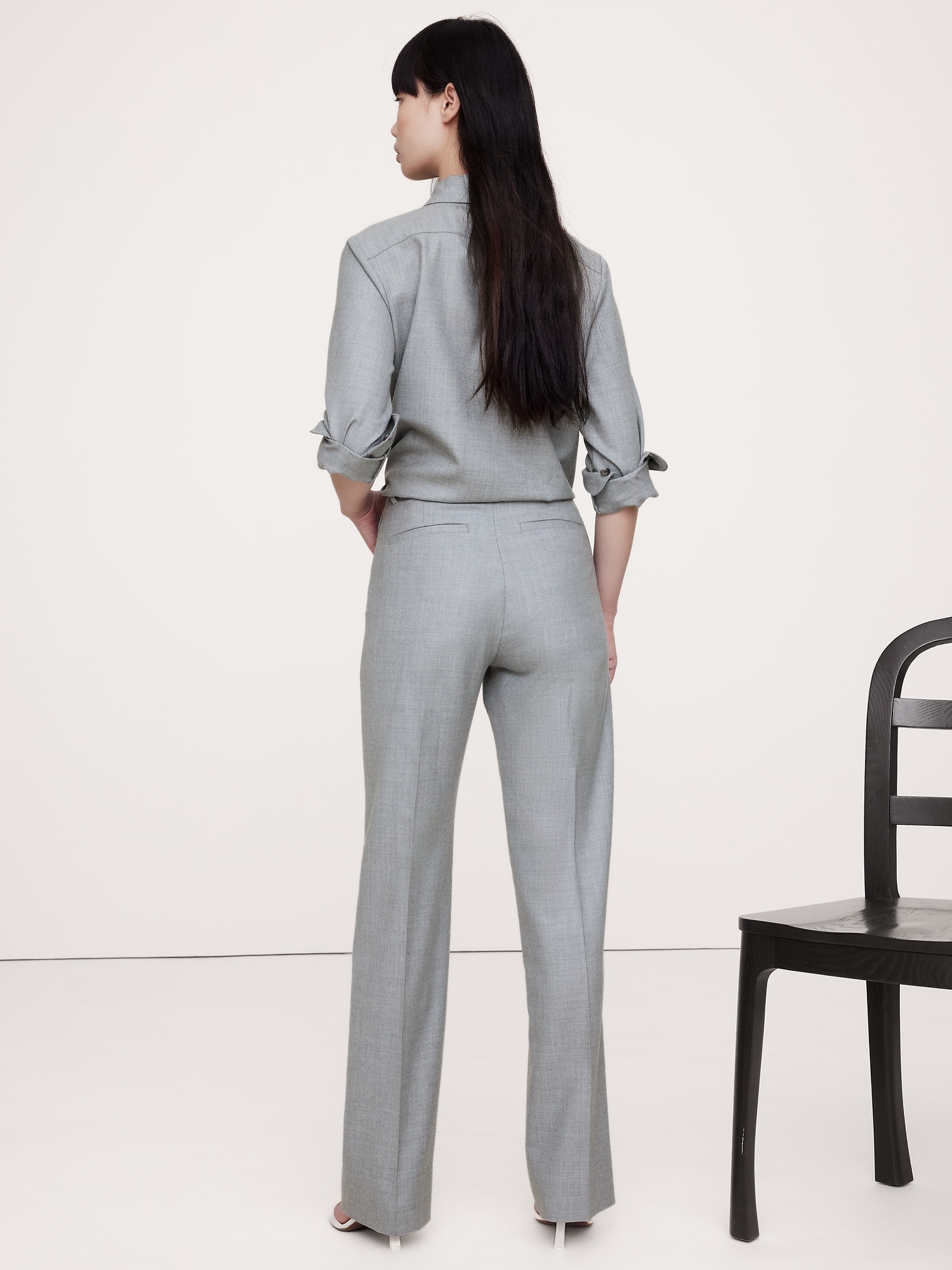 High-Rise Modern Straight Herringbone Pant