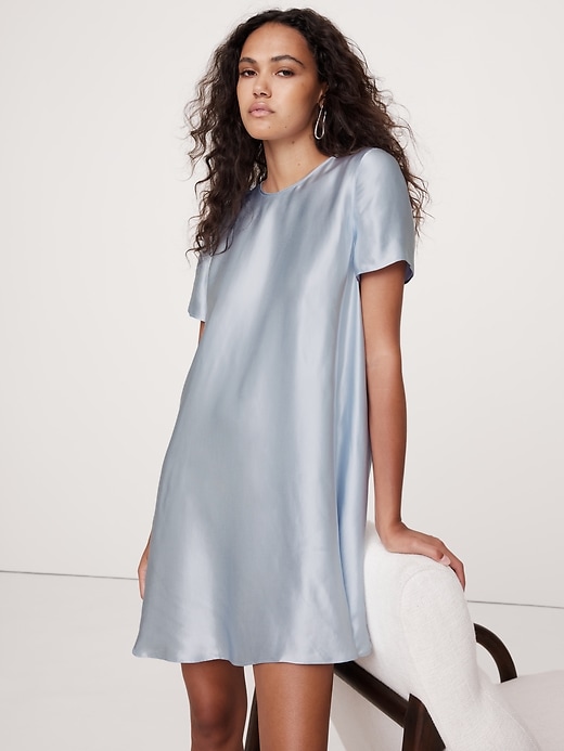 Aurelia Satin Trapeze Mini Dress | Banana Republic