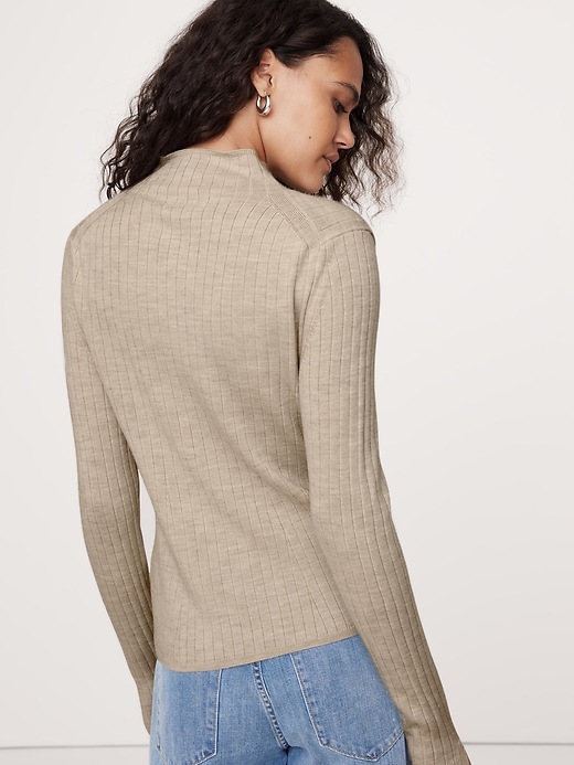 Ribbed Merino Mock-Neck Sweater | Banana Republic