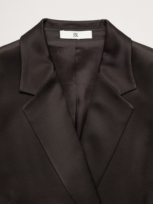 Double-Breasted Italian Satin Blazer | Banana Republic