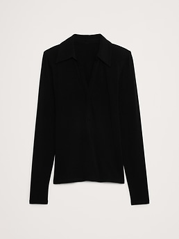 Luxe Wool-Blend Polo Top | Banana Republic