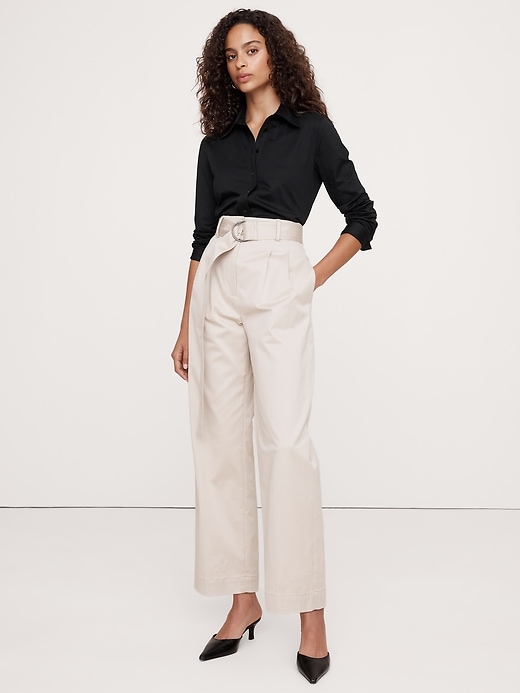 Cotton Poplin Belted Tunic Shirt