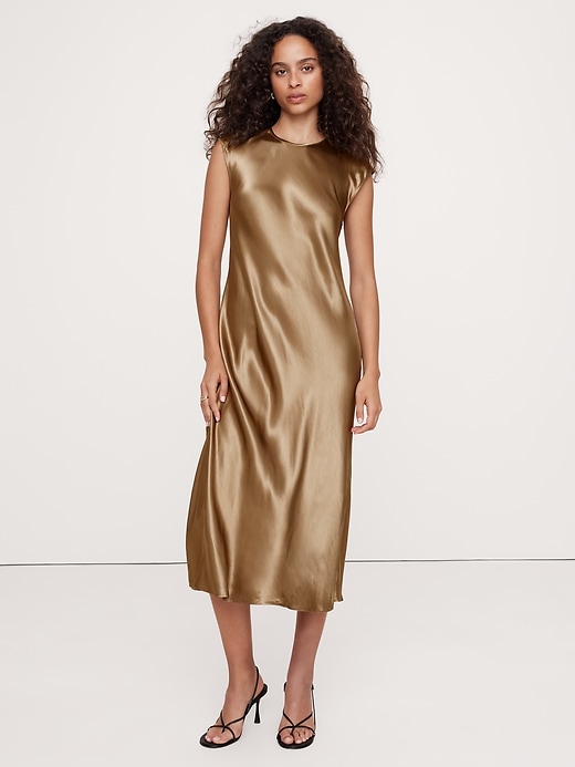 Bias Cut Satin Midi Dress Banana Republic