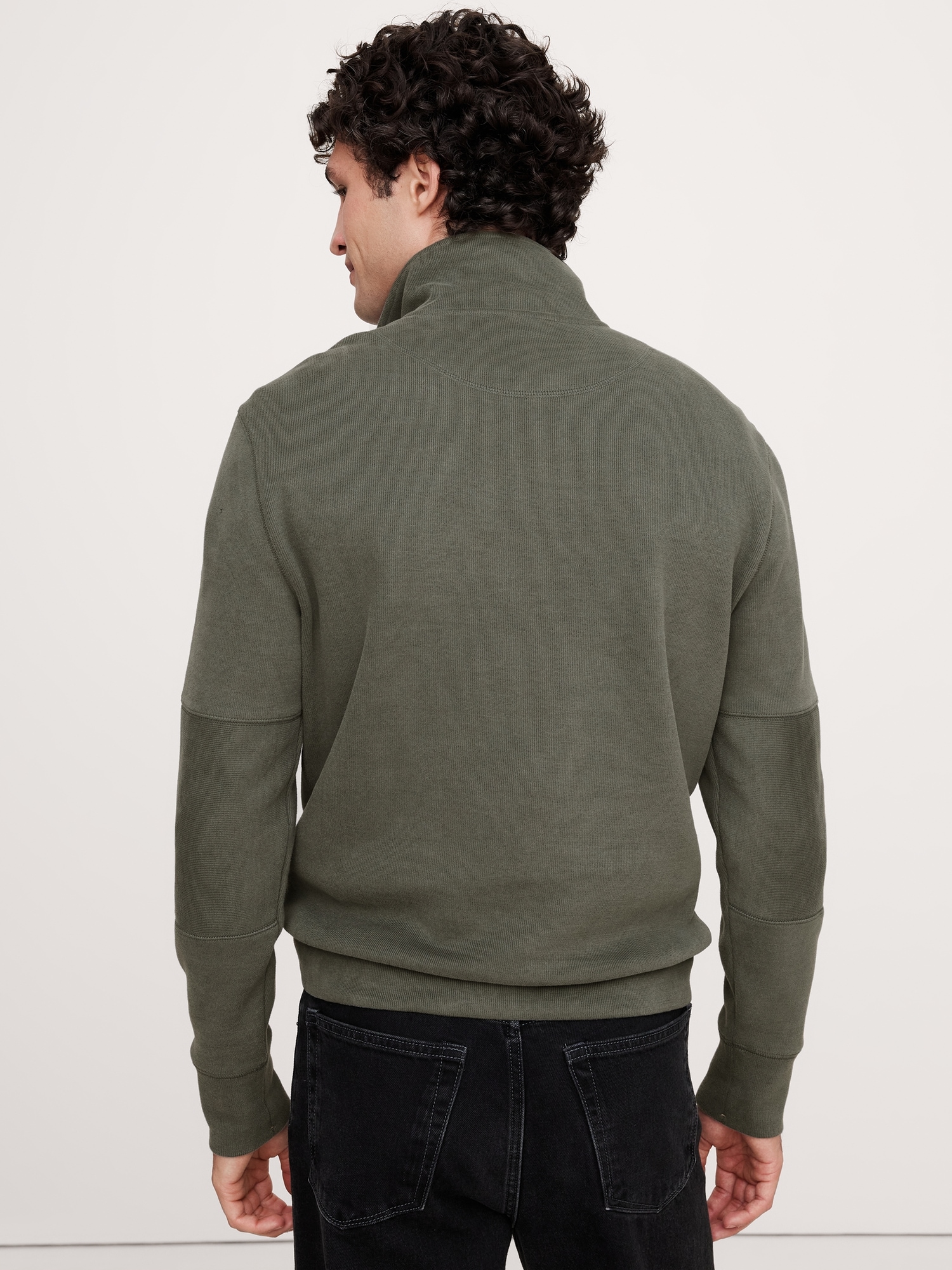 Ribbed Half-Zip Sweatshirt