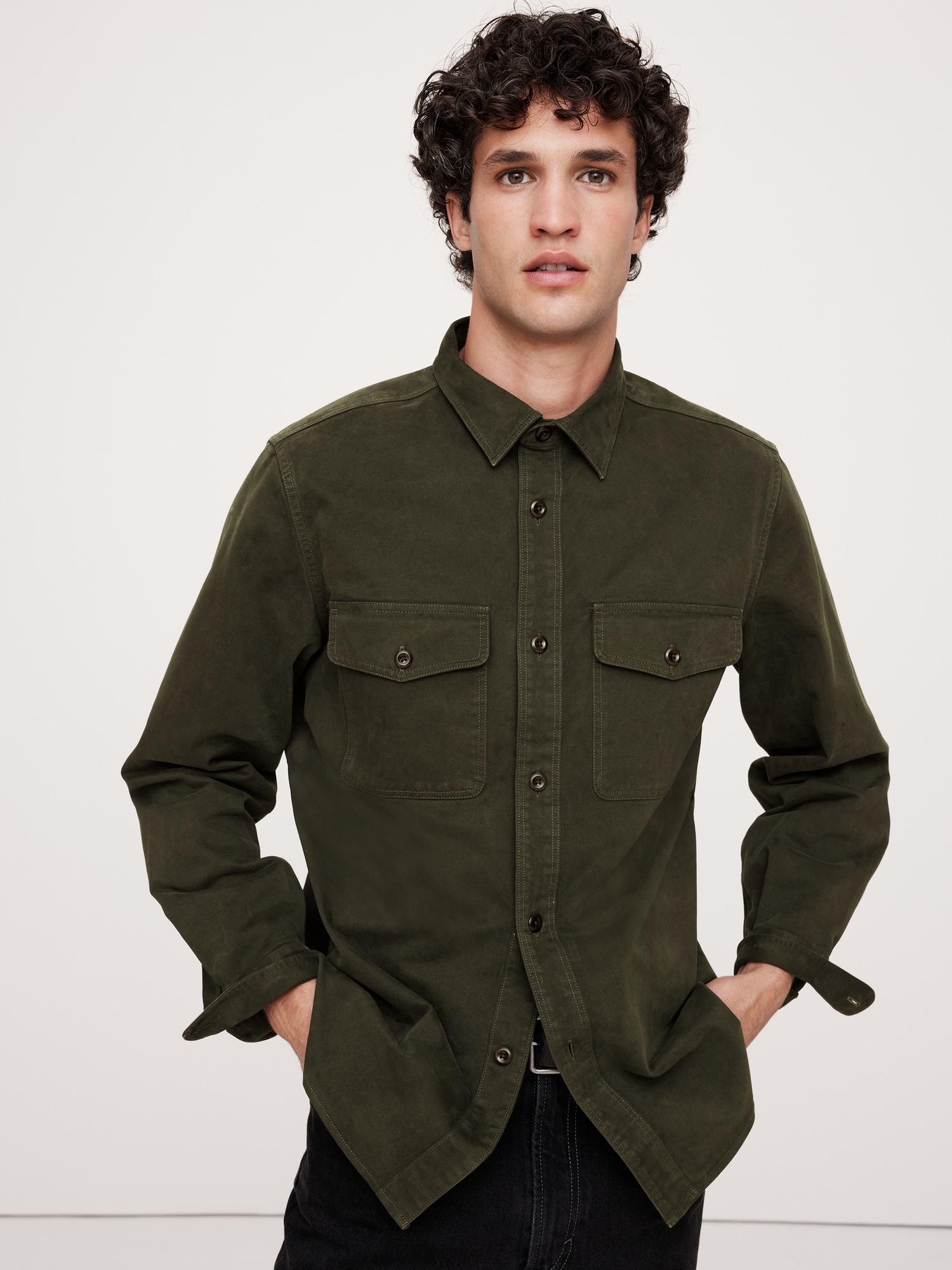 Cotton Twill Shirt Jacket Banana Republic