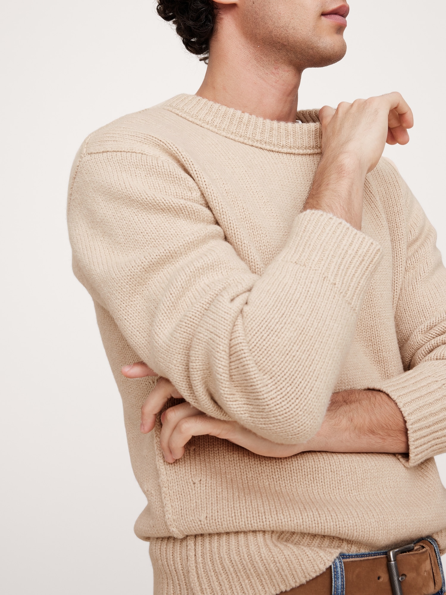 Relaxed Wool-Cotton Crew-Neck Sweater