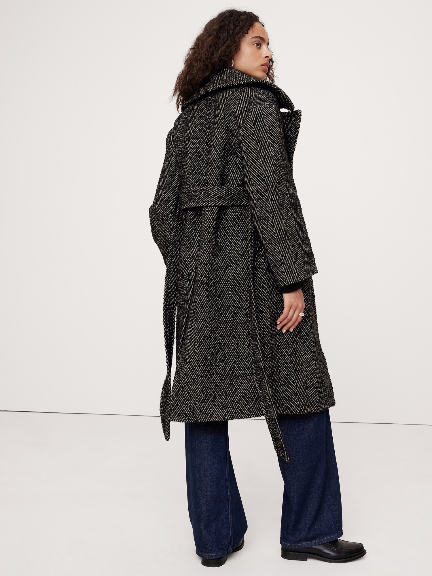 Oversized Herringbone Car Coat