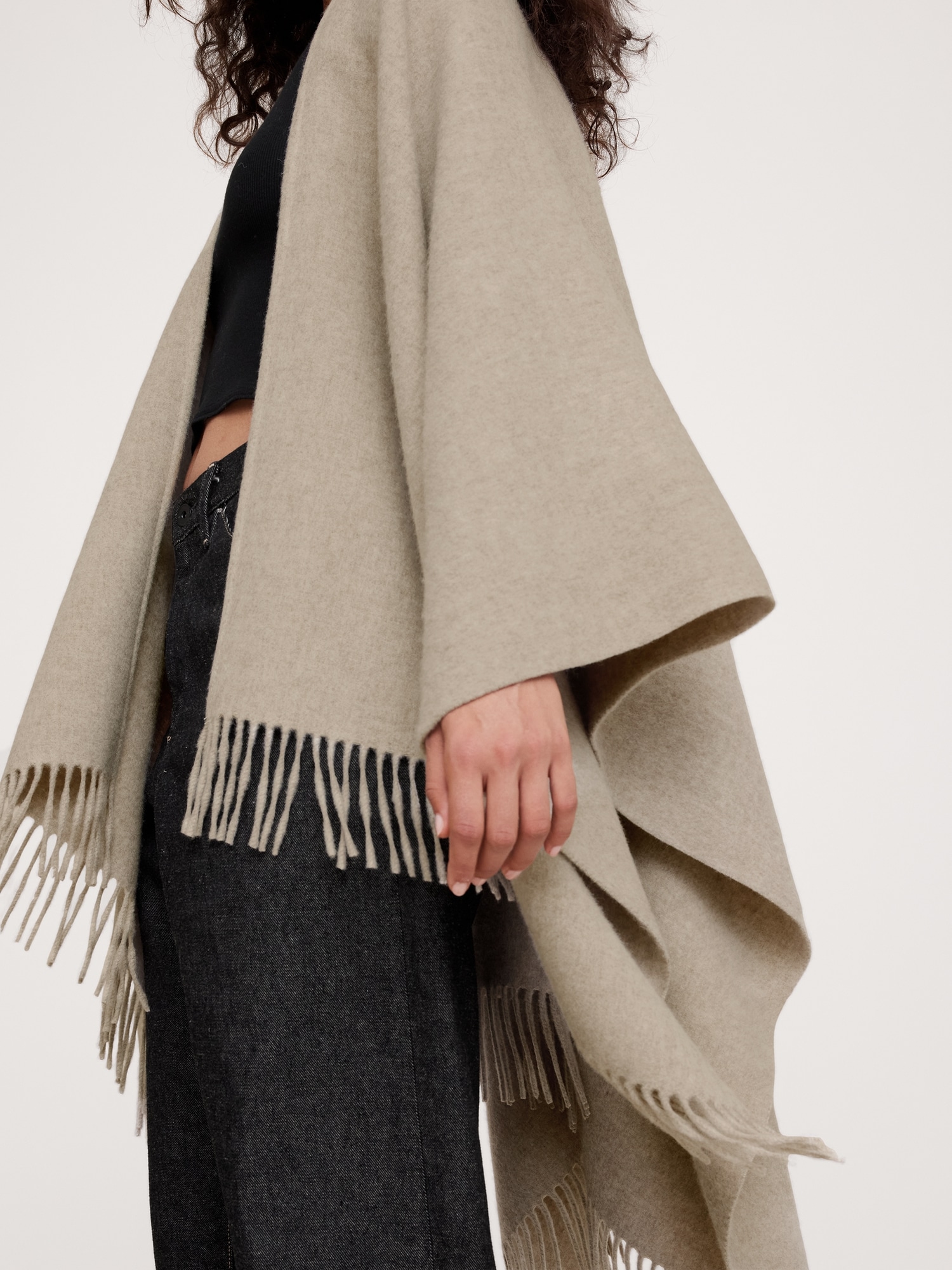 Stripe Wool Poncho