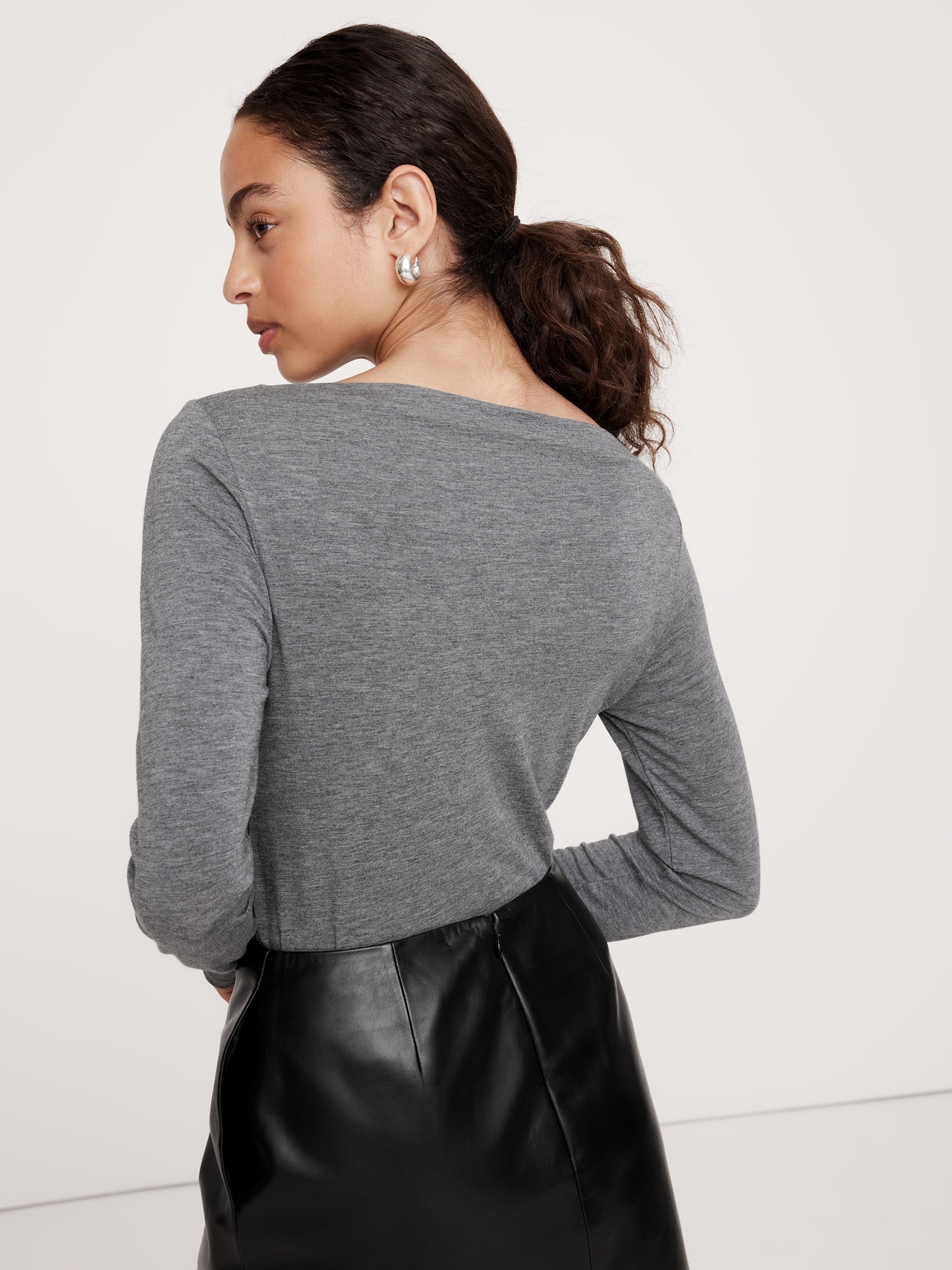 Luxe Wool-Blend Boat-Neck Top